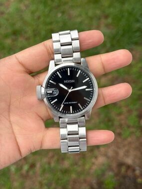 Nixon The Chronicle SS Magnified 100M Stainless Steel Swiss Movement Mens watch